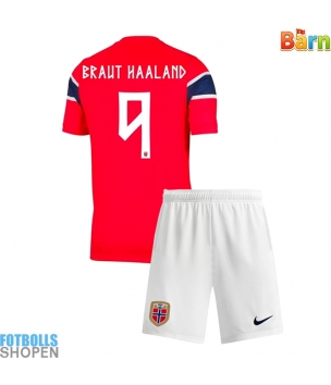 Billiga Norge Erling Haaland #9 Hemmatröja Barn VM 2026 Kortärmad (+ Korta byxor)